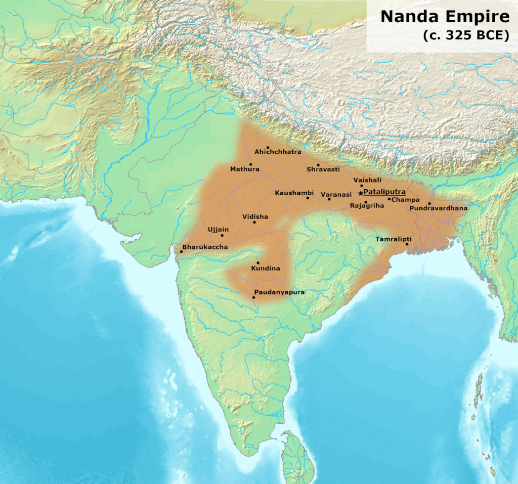 Nanda Dynasty map showing territorial expansion under Mahapadma Nanda
